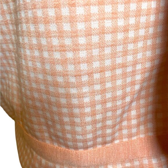 Vintage 1960s Plaid Nehru Jacket Small Peach White Retro - Picture 10 of 11